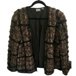 Chicos Froo Froo Interlude Lined Silk Blend Black/Tan Jacket Chicos 1 Medium
